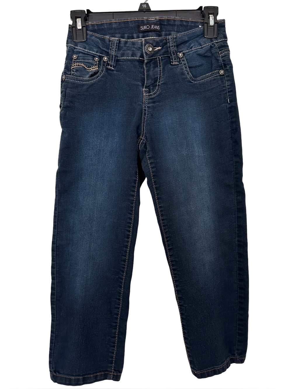 Suko Jeans Rhinestone Button Embellished Stretch Crop Jeans 2